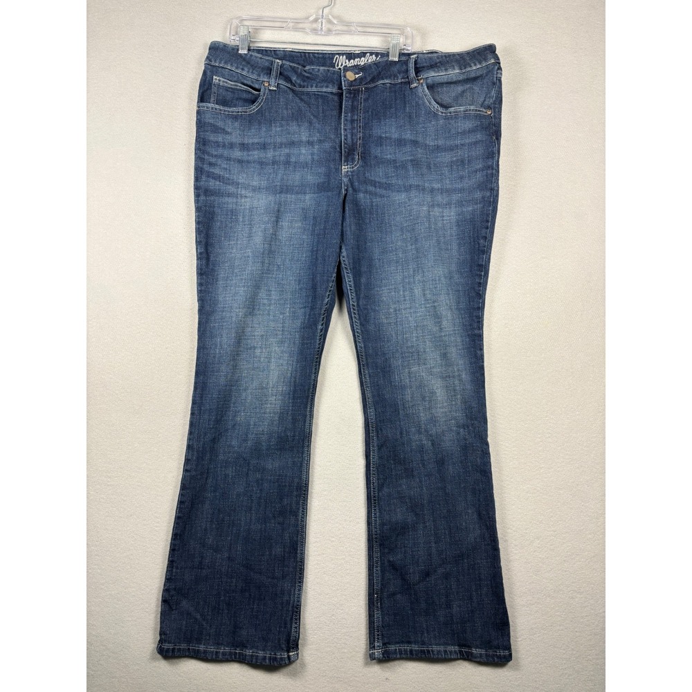 Wrangler Boot Cut Jeans Stretch Denim Plus Size 24W x 34 Blue Wash